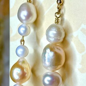 Asymmetric Eclectic Gen Z 12 mm Baroque Pearl Dangle Earrings